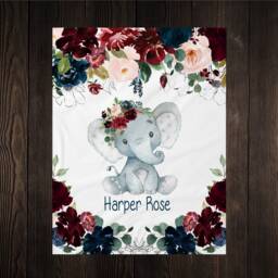 Personalized Elephant Christmas Blanket, Present For Kids With - thumbnail 2