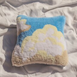 Handmade Cloud Tufted Pillow - Colorful Baby Yarn Throw Cushion - thumbnail 2
