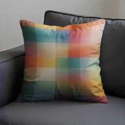 Rainbow Plaid Cushion Cover, Colorful Gradient Grid Throw Pillow Modern Art Decor, 18x18 - thumbnail 3