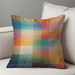 Rainbow Plaid Cushion Cover, Colorful Gradient Grid Throw Pillow Modern Art Decor, 18x18 - thumbnail 4
