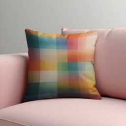 Rainbow Plaid Cushion Cover, Colorful Gradient Grid Throw Pillow Modern Art Decor, 18x18 - thumbnail 2