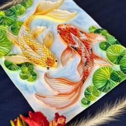 Koi Fish Art, Quilling Paper Wall Art, Handmade, Gifts For Her, Birthday Gift, Diy Deco, Crafts, Craft, Home Deco - thumbnail 3