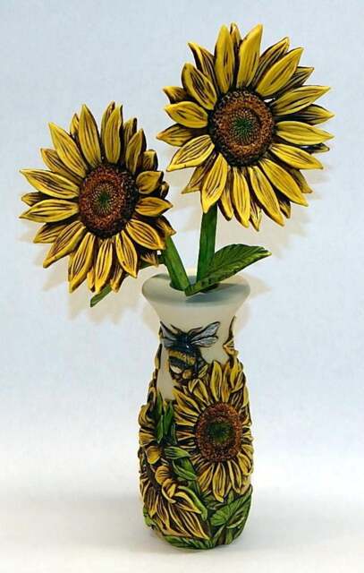 Neil Eyre Designs Sunflowers Bees Vase With Or Without Sunflower Alone Signed Edition Made in Usa - image 1