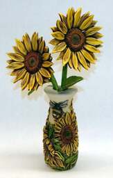 Neil Eyre Designs Sunflowers Bees Vase With Or Without Sunflower Alone Signed Edition Made in Usa - thumbnail 1