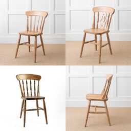 Farmhouse Wooden Dining Chair, Solid Beech Wood Kitchen Traditional English Design, Choice Of 4 Stain Finishes - thumbnail 2