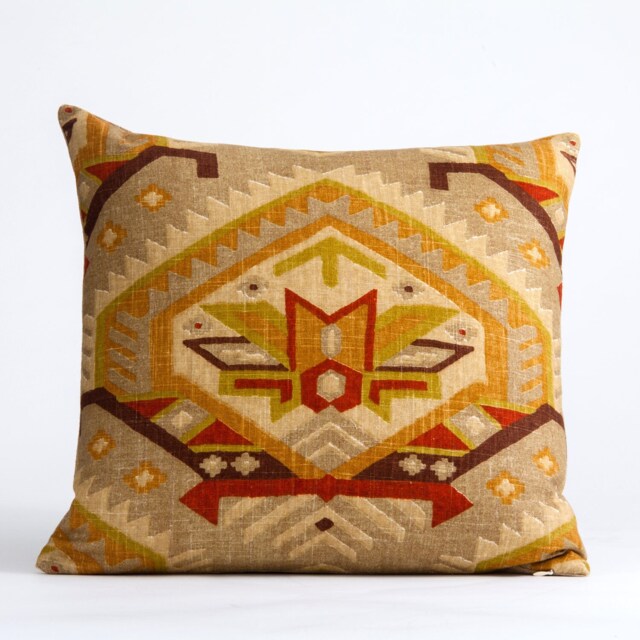 Ikat Pillow Cover, Southwestern Ethnic Design, Linen Cotton Blend - image 1