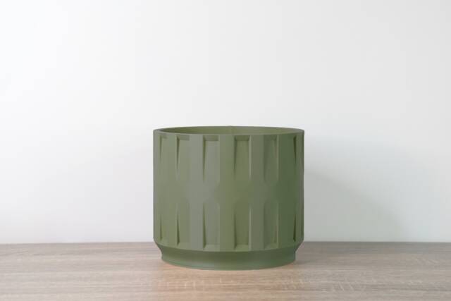 "Colosseum Planter With Drainage & Saucer in Army Green, Unique 3D-Printed Plant Pot, Small To Large Sizes 4"" 5"" 6"" 7"" 8" - image 1