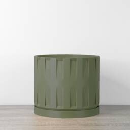 "Colosseum Planter With Drainage & Saucer in Army Green, Unique 3D-Printed Plant Pot, Small To Large Sizes 4"" 5"" 6"" 7"" 8" - thumbnail 2