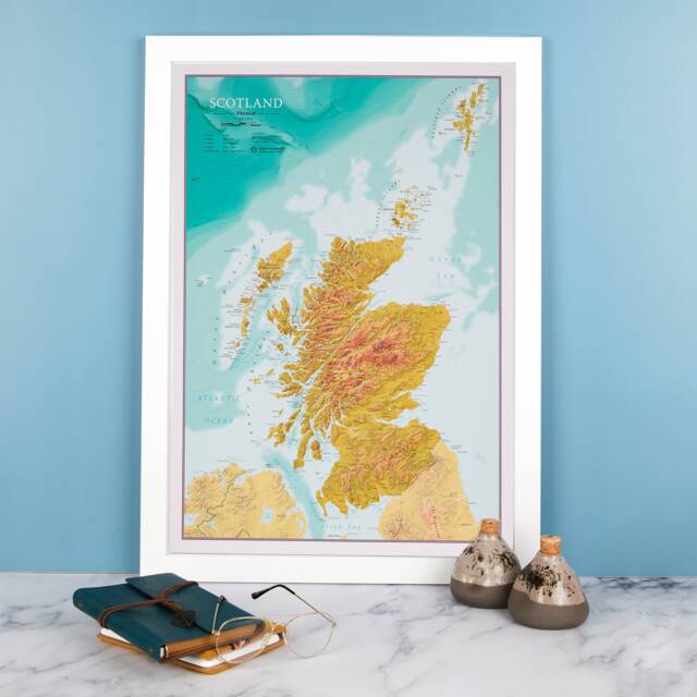 Map Of Scotland Poster Art - Wall Decor Print Topographic Terrain Highlands Home Map Gift - image 1