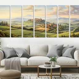 Large Tuscany Panorama Canvas Print, Italy Wall Art, Painting, Panoramic Poster, Framed & Ready To Hang - thumbnail 3