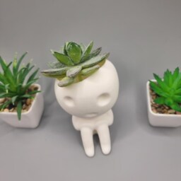 Sitting Kodama Planter #2 - Studio Ghibli Inspired Princess Mononoke Planters For Succulents Tree Spirit Indoor Plant Pot - thumbnail 3