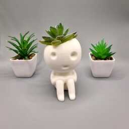 Sitting Kodama Planter #2 - Studio Ghibli Inspired Princess Mononoke Planters For Succulents Tree Spirit Indoor Plant Pot - thumbnail 1
