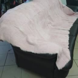 Real Rabbit Fur Blanket Throw Light Pink, Home Warmer - thumbnail 4