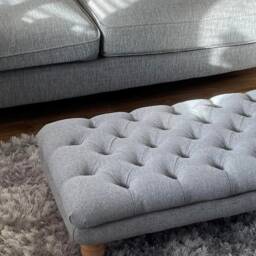 100 cm X 54 Chesterfield Style Deep Buttoned Footstool Coffee Table Faux Linen Fabric. UK Delivery Only - thumbnail 3