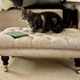 100 cm X 54 Chesterfield Style Deep Buttoned Footstool Coffee Table Faux Linen Fabric. UK Delivery Only - thumbnail 4
