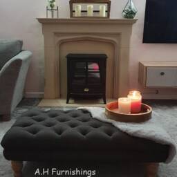 100 cm X 54 Chesterfield Style Deep Buttoned Footstool Coffee Table Faux Linen Fabric. UK Delivery Only - thumbnail 2