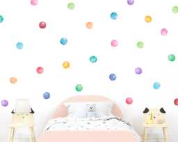 Watercolor Rainbow Polka Dot Wall Decals Kids Room Confetti Stickers - thumbnail 1