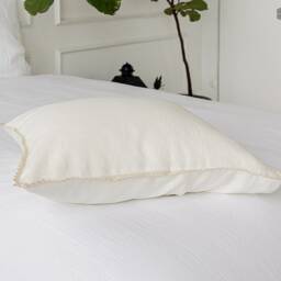 Off White Linen Pillow Case With Lace - Softened Off Pillow - Standard, Queen, King Sizes - thumbnail 2