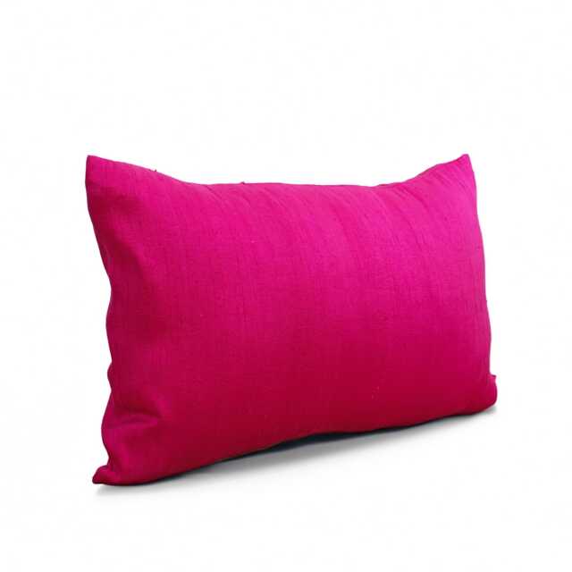 "Silk Pillow, Bright Pink Color, Lumbar Pillowcover, Size 12""x20" - image 1