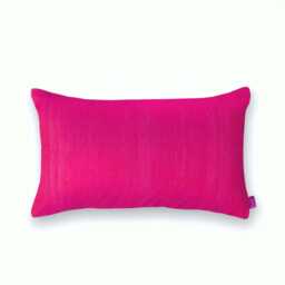"Silk Pillow, Bright Pink Color, Lumbar Pillowcover, Size 12""x20" - thumbnail 2