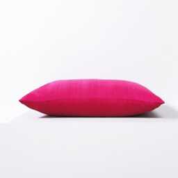 "Silk Pillow, Bright Pink Color, Lumbar Pillowcover, Size 12""x20" - thumbnail 3