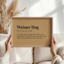Weiner Dog Gifts - Funny Dachshund Definition Print, Sausage Wall Art Poster, Unique Wiener Gift For Men Or Women, Pet Lover D??cor - thumbnail 1