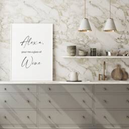 Alexa Pour Me A Glass Of Wine Print - Fun Kitchen Wall Art Bar Decor Typography Poster Unframed - thumbnail 3