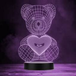 Teddy Bear With Love Heart Personalised Gift Colour Change Led Lamp Night Light - thumbnail 1