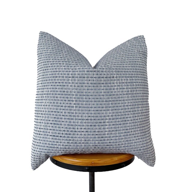 Blue Gray Striped Pillow Cover - image 1