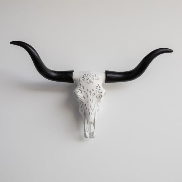 Faux Taxidermy Carved Texas Longhorn Skull Wall Mount - Decor Dtl0100 - image 1