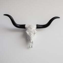 Faux Taxidermy Carved Texas Longhorn Skull Wall Mount - Decor Dtl0100 - thumbnail 1
