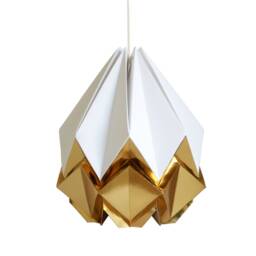 Last Items - Origami Lampshade in White & Gold Paper, Medium Size - thumbnail 2