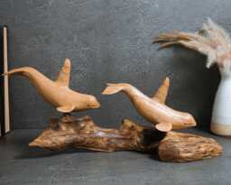 Handmade Wooden Orca Sculpture, Jempinis Wood, Ocean Decor - thumbnail 1