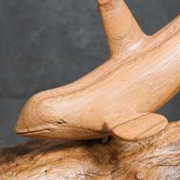 Handmade Wooden Orca Sculpture, Jempinis Wood, Ocean Decor - thumbnail 4