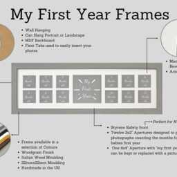 Baby's First Year Photo Frame - Multi Aperture Frame. 15x50cm. Twelve Small Photos To Mark A Photo Month Baby Shower Gift - 1st Birthday - thumbnail 3