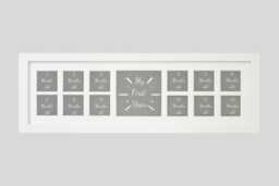 Baby's First Year Photo Frame - Multi Aperture Frame. 15x50cm. Twelve Small Photos To Mark A Photo Month Baby Shower Gift - 1st Birthday - thumbnail 1