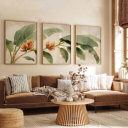 Banana Leaf Wall Art Set Of 3, Tropical Plant Poster Prints, Jungle Botanical Decor, Green Tree Branch Artwork For Home Or Office - thumbnail 2