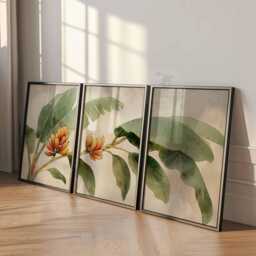 Banana Leaf Wall Art Set Of 3, Tropical Plant Poster Prints, Jungle Botanical Decor, Green Tree Branch Artwork For Home Or Office - thumbnail 3