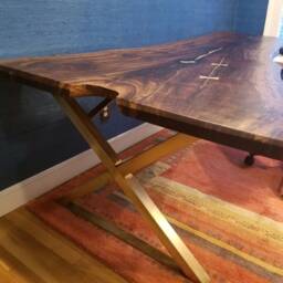 Brass X-Frame Table Legs, Modern Dining Base - Set Of 2 - thumbnail 2