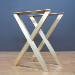 Brass X-Frame Table Legs, Modern Dining Base - Set Of 2 - thumbnail 4