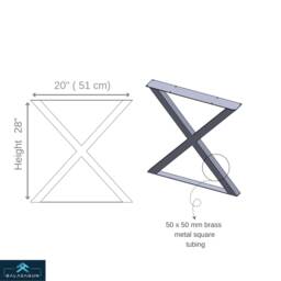 Brass X-Frame Table Legs, Modern Dining Base - Set Of 2 - thumbnail 3