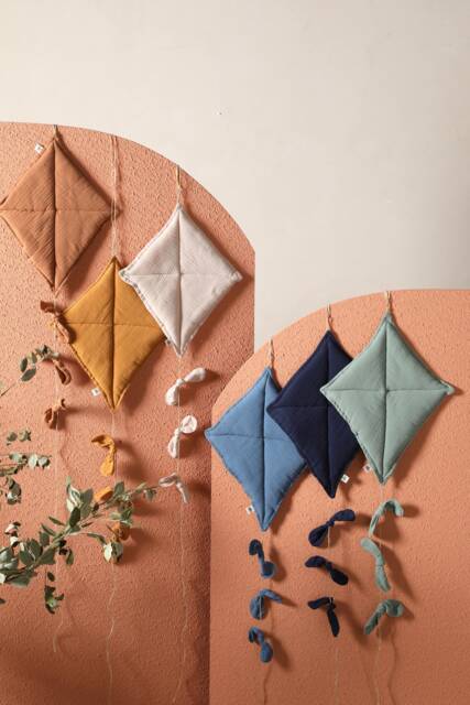Kite Wall Decor For Kids Room, Baby Christmas Gift Idea, Wall Art, Kites Flying in The Sky, Colourful Linen Decoration Accessory - image 1