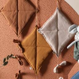Kite Wall Decor For Kids Room, Baby Christmas Gift Idea, Wall Art, Kites Flying in The Sky, Colourful Linen Decoration Accessory - thumbnail 3