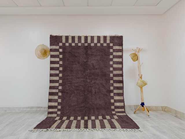 Brown Beni Ourain Rug - Handwoven Bohemian Moroccan Style - image 1