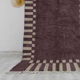 Brown Beni Ourain Rug - Handwoven Bohemian Moroccan Style - thumbnail 3