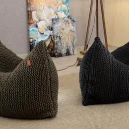 Gray Lounge Chair, Floor Sofa Sapphire, Unique Large Floor Pillow, Bean Bag Own Yarn Production 37Colors Unfilled - thumbnail 4