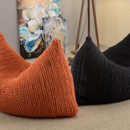Gray Lounge Chair, Floor Sofa Sapphire, Unique Large Floor Pillow, Bean Bag Own Yarn Production 37Colors Unfilled - thumbnail 3