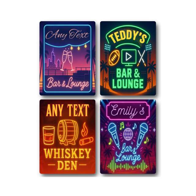 Personalised Neon Style Bar Sign Retro Metal Wall Art - image 1