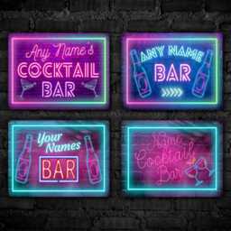 Personalised Neon Style Bar Sign Retro Metal Wall Art - thumbnail 3