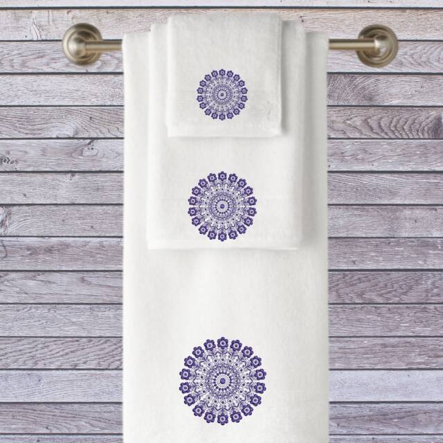 Embroidered Mandala Towels, Personalised Luxury Cotton Towel Set - image 1